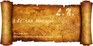 Létai Natasa névjegykártya